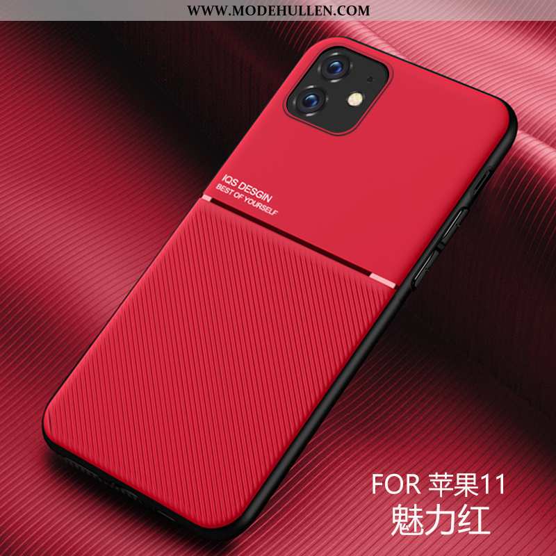 Hülle iPhone 11 Weiche Schutz Handy High-end Muster Lederhülle Rot Rote