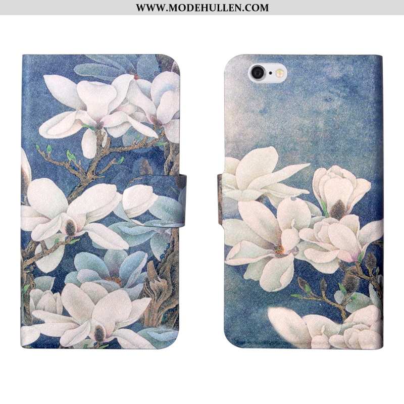 Hülle iPhone 6/6s Plus Lederhülle Persönlichkeit Netto Rot Kreativ Einfassung Blumen Einfach Blau