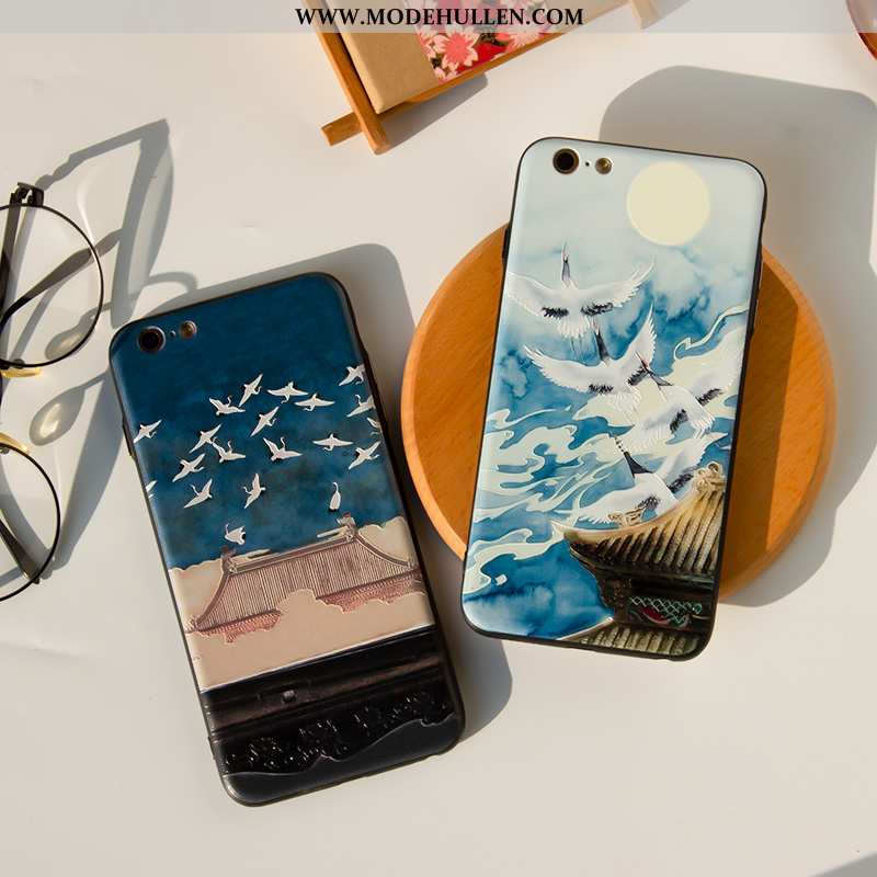 Hülle iPhone 7 Kreativ Prägung Kran Case Blau Handy