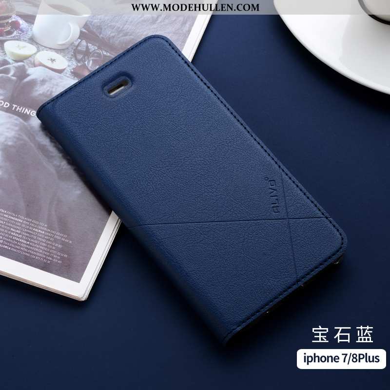 Hülle iPhone 7 Plus Silikon Schutz Lederhülle Handy Neu Blau Anti-sturz