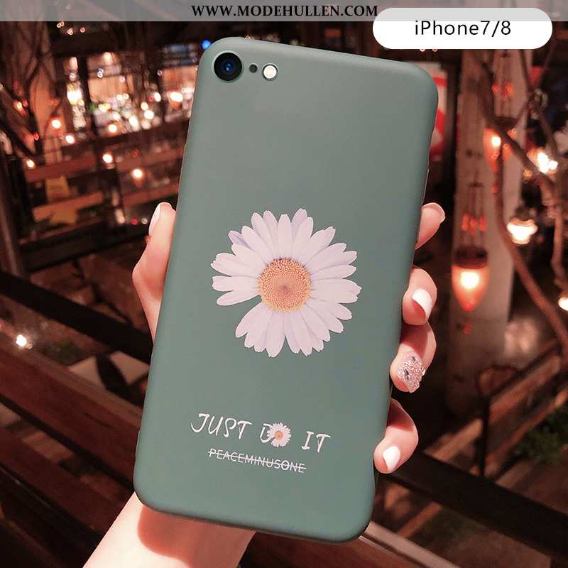 Hülle iPhone 7 Weiche Silikon Anti-sturz Nubuck Grün Blumen