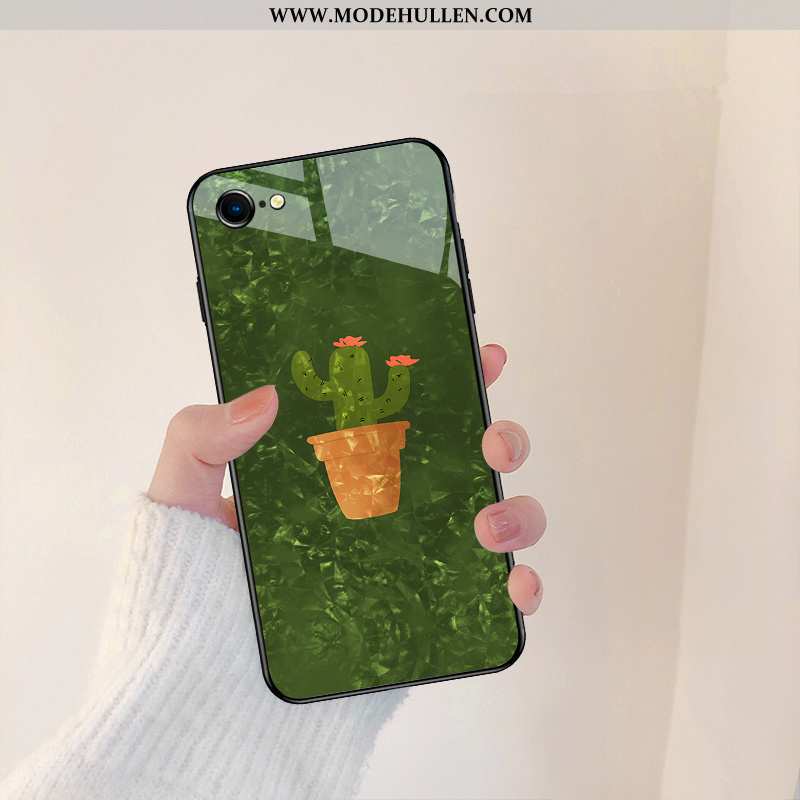 Hülle iPhone 8 Kreativ Karikatur Case Grün Einfach Spiegel Handy