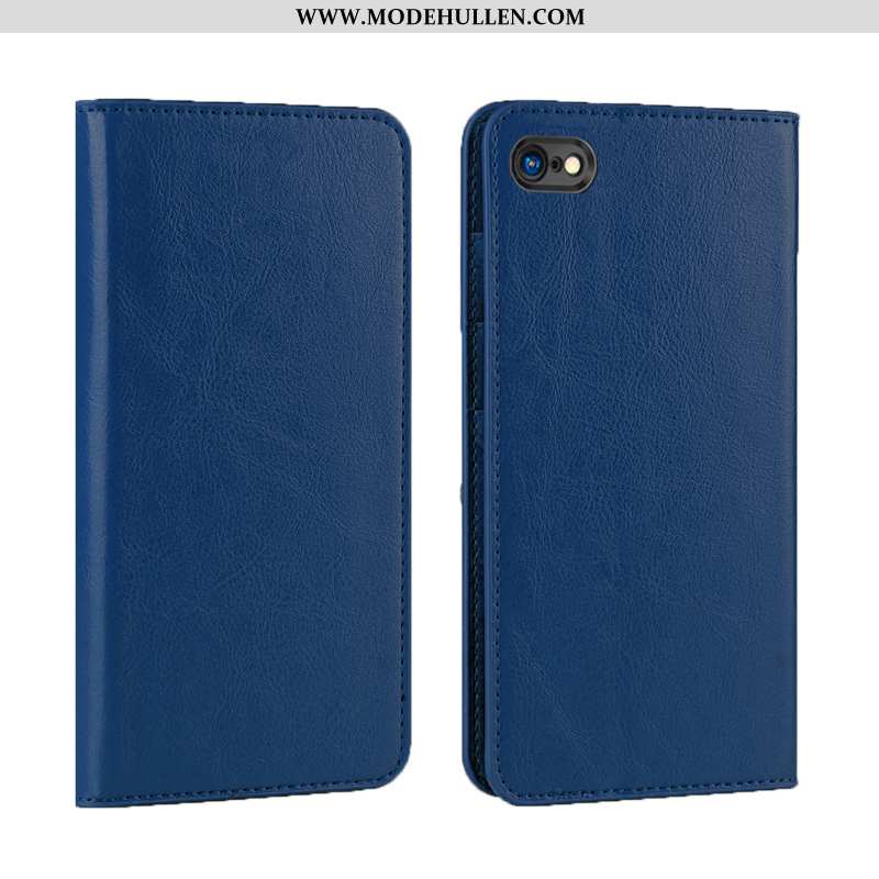 Hülle iPhone 8 Lederhülle Luxus High-end Handy Qualität Clamshell Blau