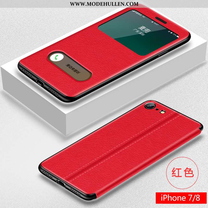 Hülle iPhone 8 Lederhülle Weiche Wind Neu Silikon Schwer Rot Rote
