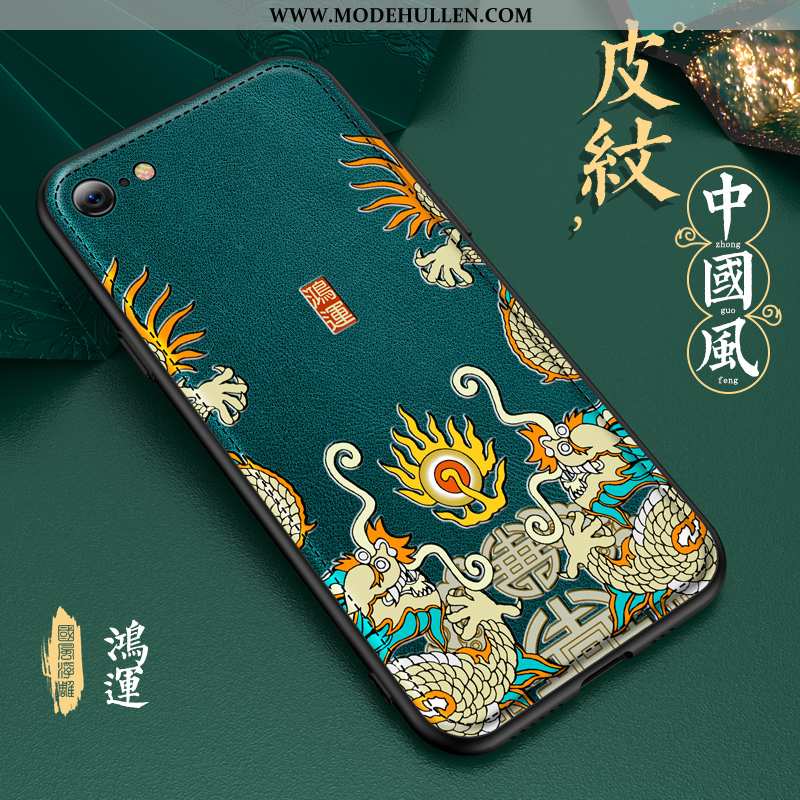 Hülle iPhone 8 Persönlichkeit Kreativ Silikon Trend Muster Anti-sturz Chinesische Art Grün