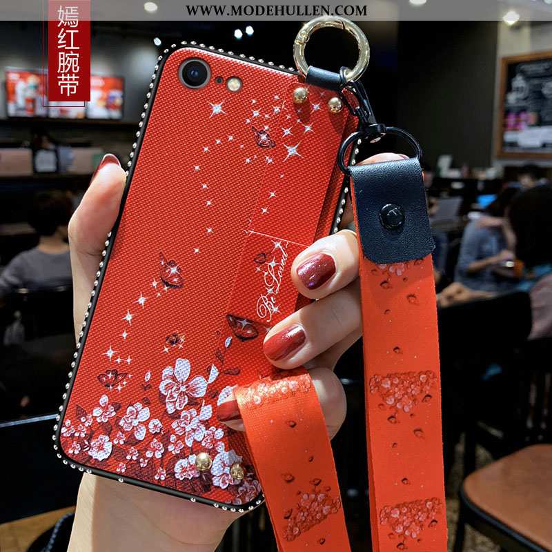 Hülle iPhone 8 Schutz Hängende Verzierungen Alles Inklusive Weiche Trend Mini Kunst Rote