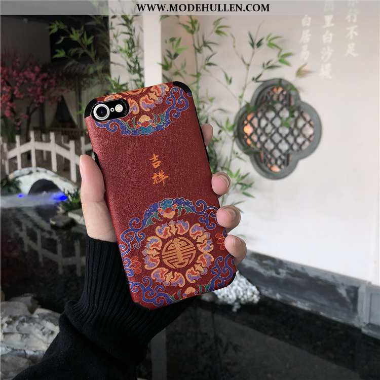 Hülle iPhone 8 Silikon Schutz Case Rot Chinesische Art High-end Rote