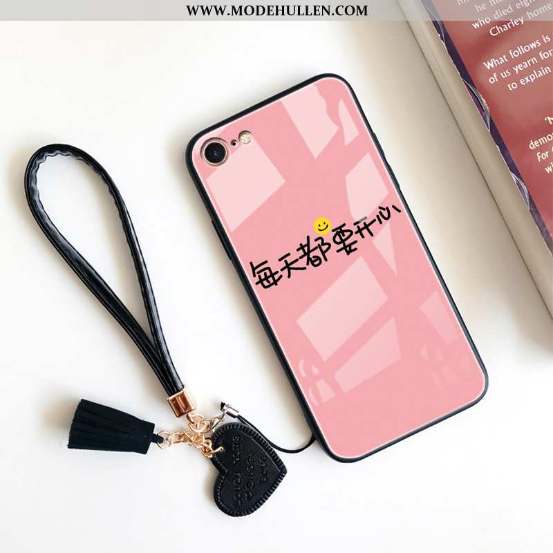 Hülle iPhone 8 Weiche Silikon Glas Handy Rosa Anti-sturz Case
