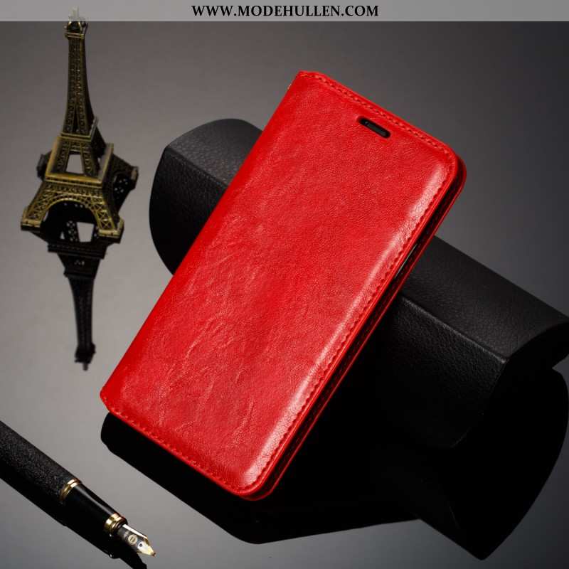 Hülle iPhone X Silikon Schutz Handy Dünne Lederhülle Alles Inklusive Folio Rote