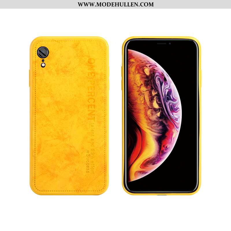 Hülle iPhone Xr Dünne Silikon Anti-sturz Lederhülle Handy Leichter Luxus Gelbe