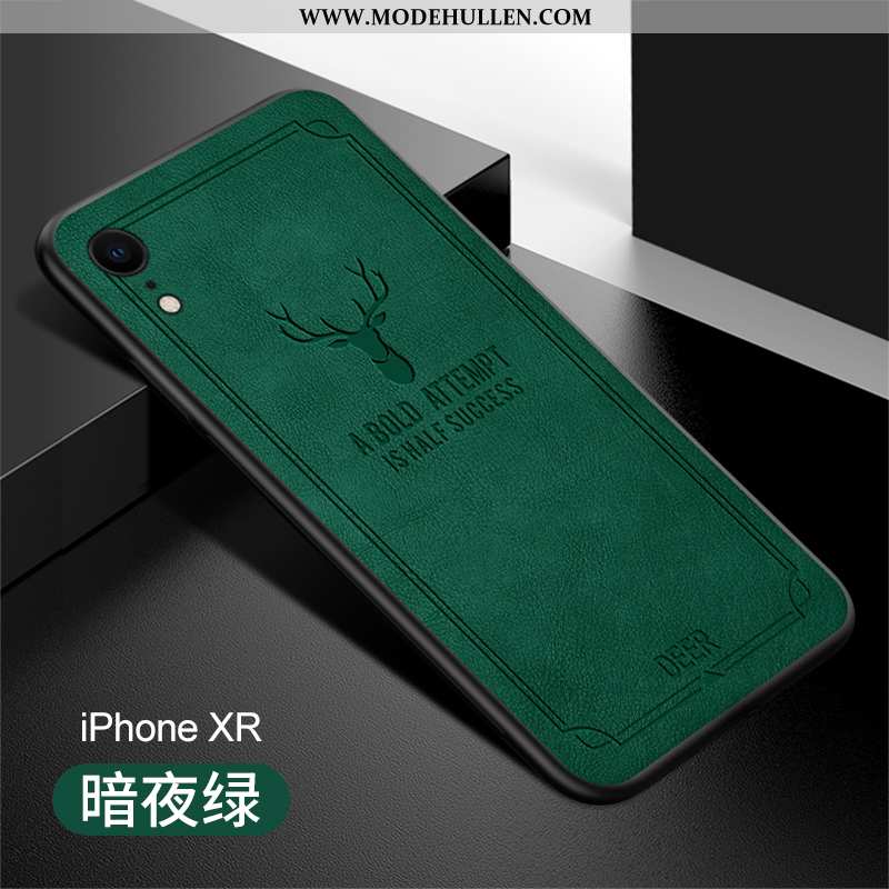 Hülle iPhone Xr Schutz Lederhülle Anti-sturz Grün Qualität Handy