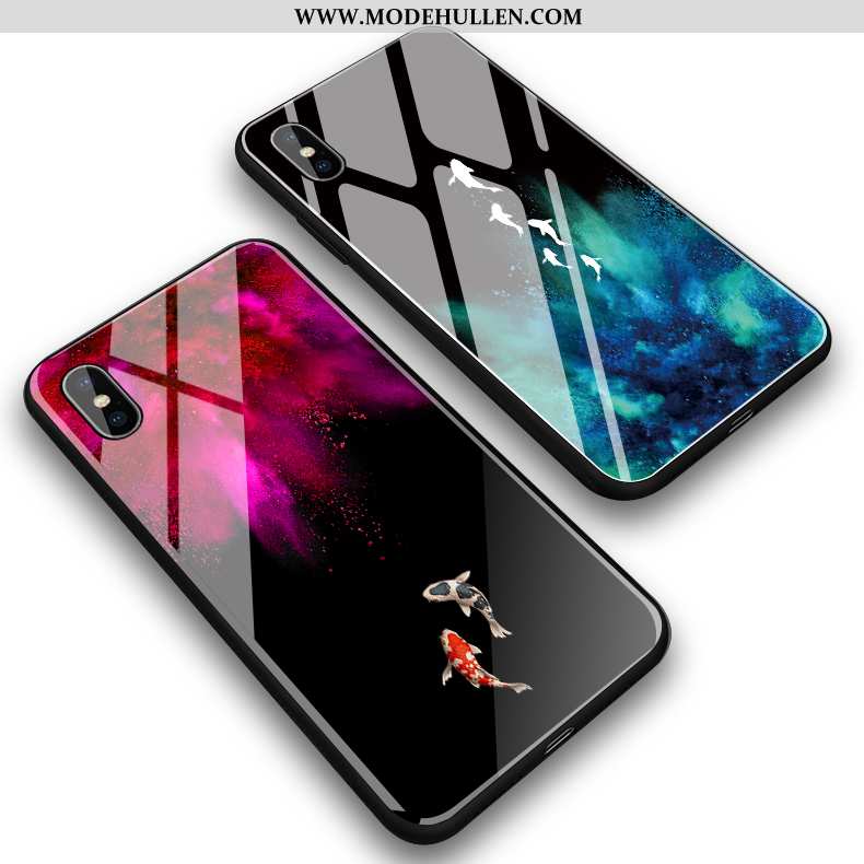 Hülle iPhone Xs Max Kreativ Silikon Anti-sturz Rot Glas Wind Einfach Rote
