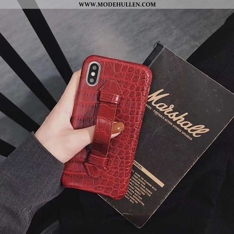 Hülle iPhone Xs Max Muster Lederhülle Rot Krokodilmuster Luxus Handy Rote