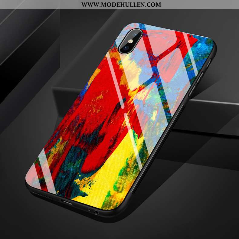 Hülle iPhone Xs Max Silikon Glas Rot Spiegel Case Kunst Bedruckte Rote