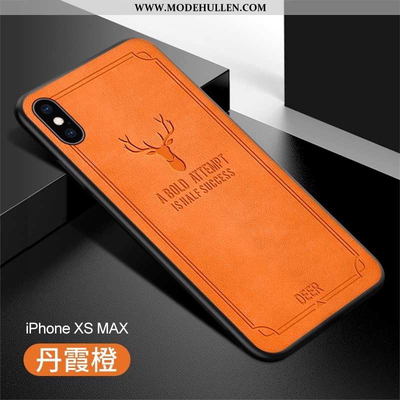 Hülle iPhone Xs Max Super Weiche Lederhülle Silikon Grün Alles Inklusive Leder Orange