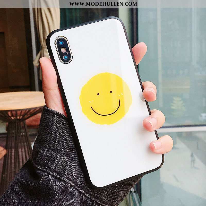 Hülle iPhone Xs Max Trend Schutz Herz Spiegel Smiley Anti-sturz Glas Weiße