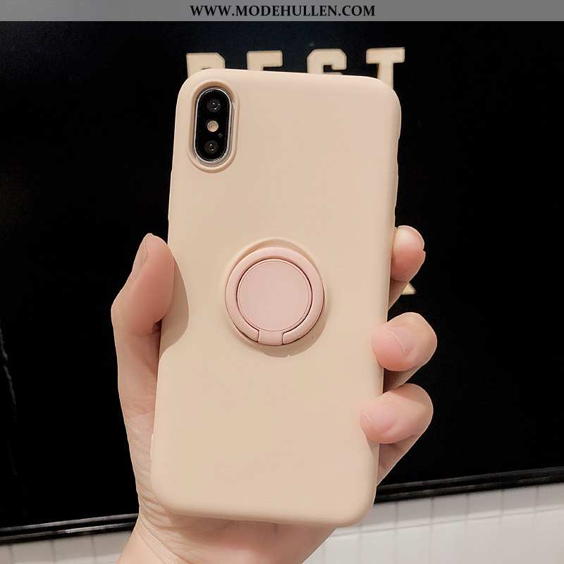 Hülle iPhone Xs Weiche Silikon Kreativ Halterung Einfarbig Handy Rosa