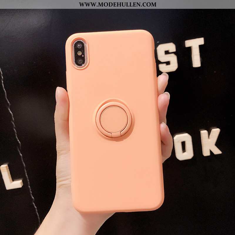 Hülle iPhone Xs Weiche Silikon Kreativ Halterung Einfarbig Handy Rosa