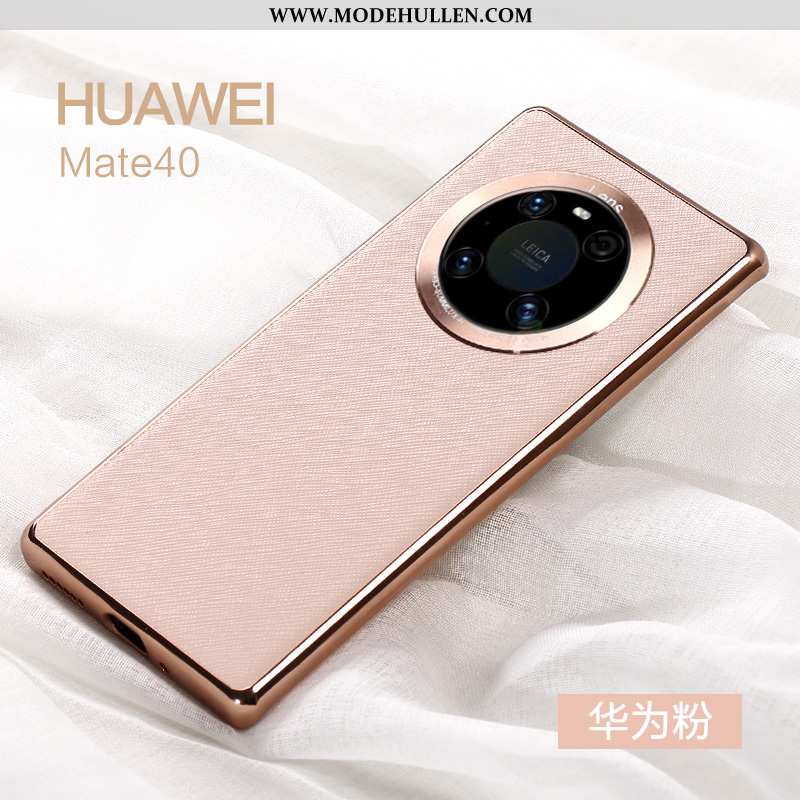 Hülle Huawei Mate 40 Lederhülle Luxus Alles Inklusive Anti-sturz High-end Schutz Handy Rosa