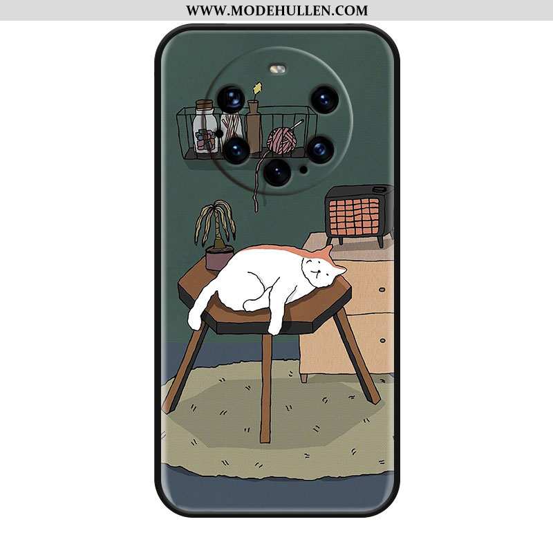 Hülle Huawei Mate 40 Pro+ Nette Silikon Katzen Grün Karikatur Prägung Case