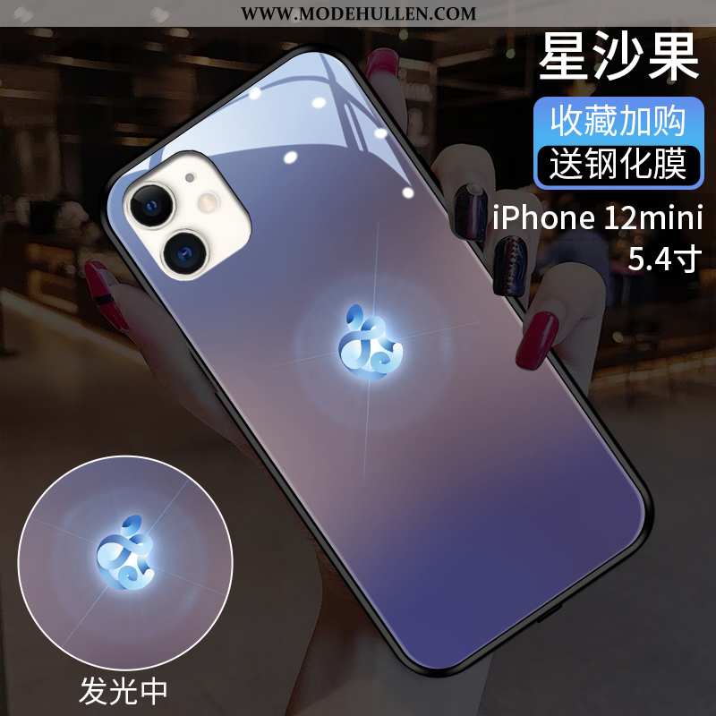 Hülle iPhone 12 Mini Trend Schutz Farbverlauf Alles Inklusive Handy Glas Blau