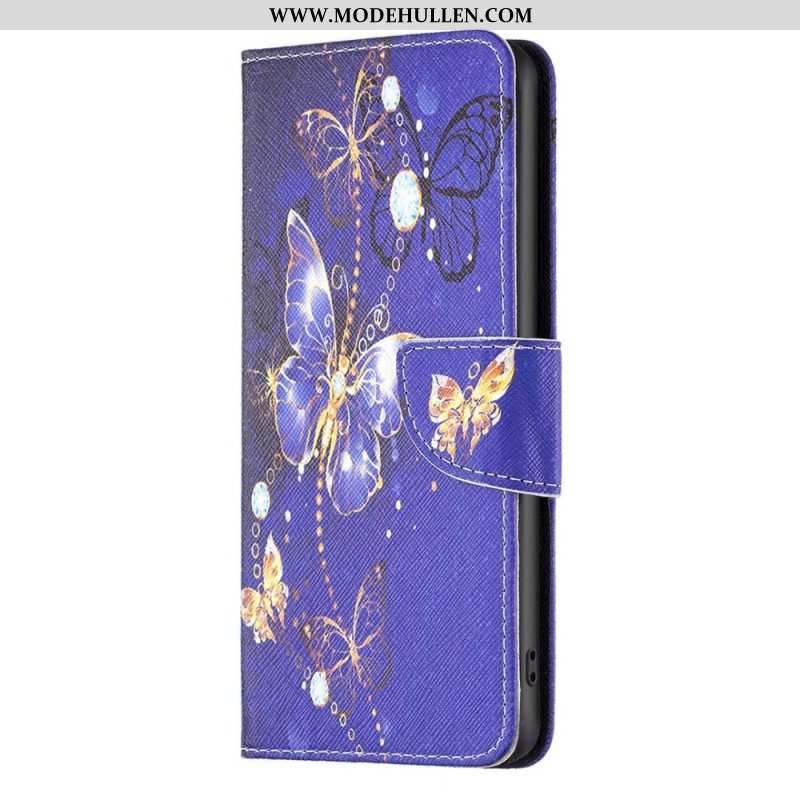 Lederhüllen Für Samsung Galaxy A14 / A14 5G Goldene Schmetterlinge