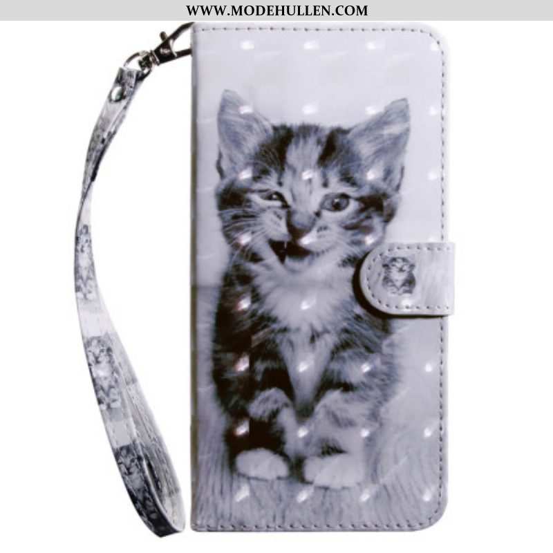 Lederhüllen Für iPhone 15 Pro Mit Kordel Kätzchen Mit Riemen