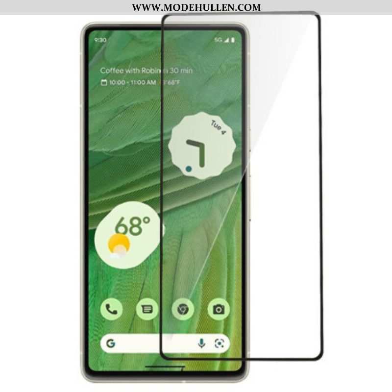 Displayschutzfolie Aus Gehärtetem Glas Für Google Pixel 7A. Schwarze Konturen