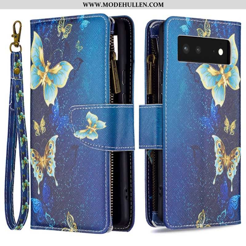 Flip Case Für Google Pixel 6 Reißverschlusstasche Mit Schmetterlingen