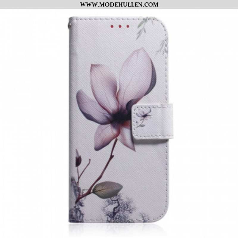 Flip Case Für Google Pixel 6A Pinke Blume