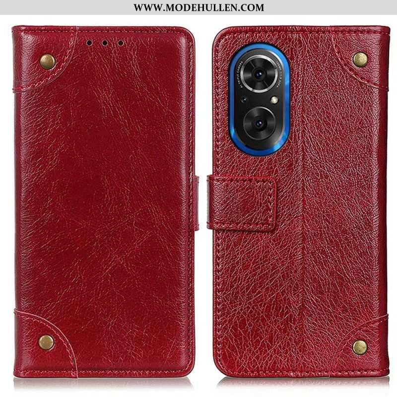 Flip Case Für Honor 50 SE Stil: Nappaleder Mit Vintage-nieten