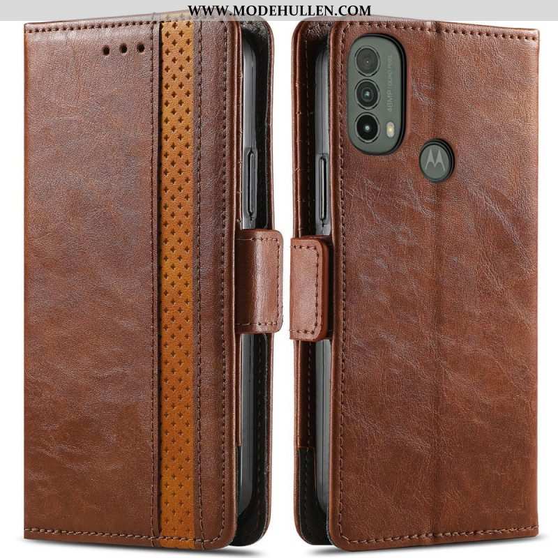 Flip Case Für Moto E40 / E30 / E20 Bicolor Doppelschließe Caseneo