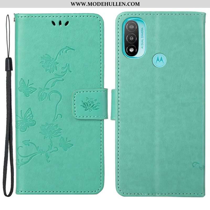 Flip Case Für Moto G71 5G Asiatische Schmetterlinge Und Blumen