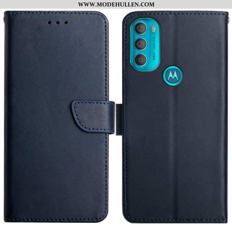 Flip Case Für Moto G71 5G Echtes Nappaleder