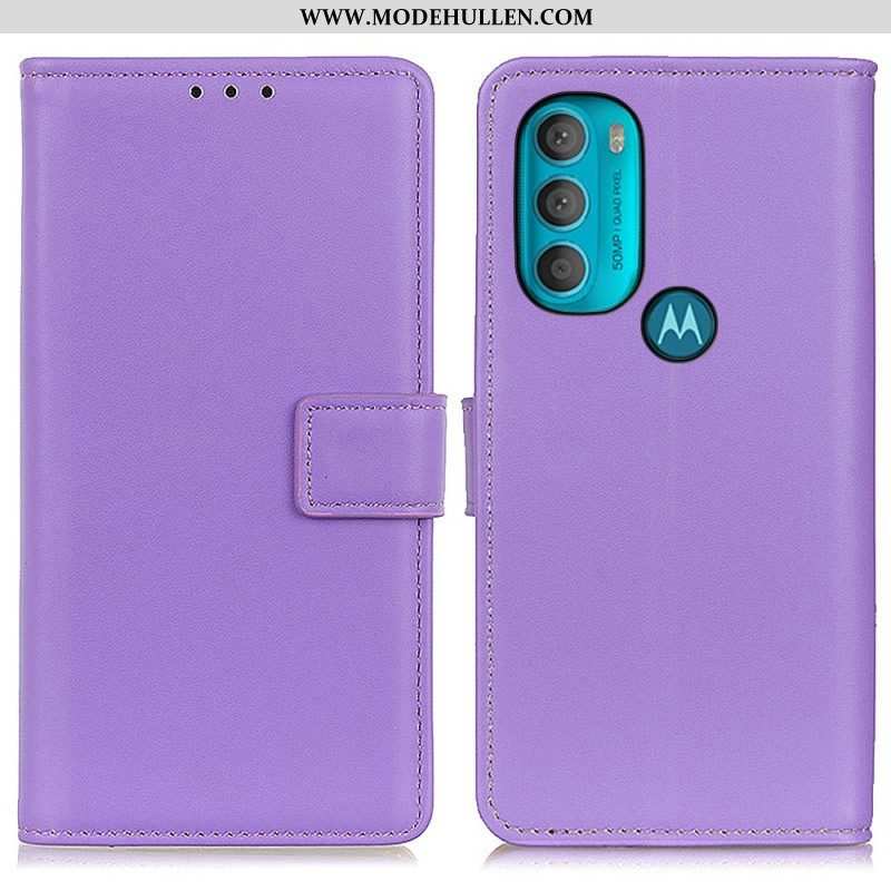 Flip Case Für Moto G71 5G Schlichtes Kunstleder