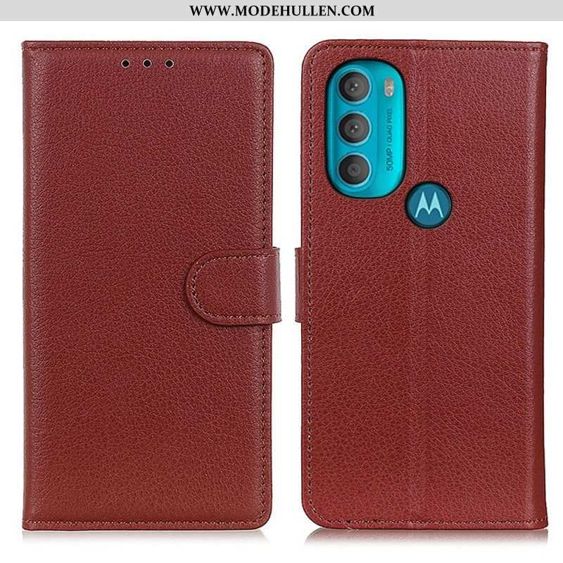 Flip Case Für Moto G71 5G Traditionell Litschi