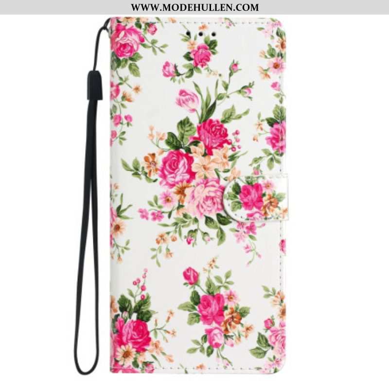 Flip Case Für Moto G73 5G Mit Kordel Riemen Liberty Flowers