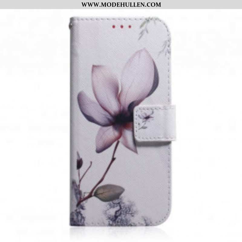 Flip Case Für Motorola Edge 20 Pro Blume Staubiges Rosa