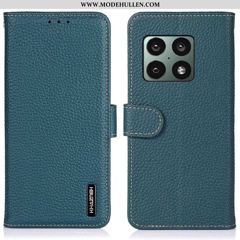 Flip Case Für OnePlus 10 Pro 5G Echtes Khazneh-litschi-leder