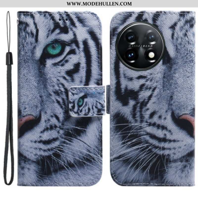 Flip Case Für OnePlus 11 5G Weißer Tiger