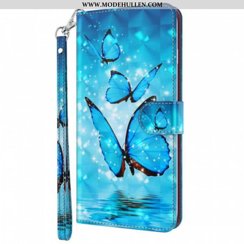 Flip Case Für OnePlus Nord 2 5G Fliegende Blaue Schmetterlinge