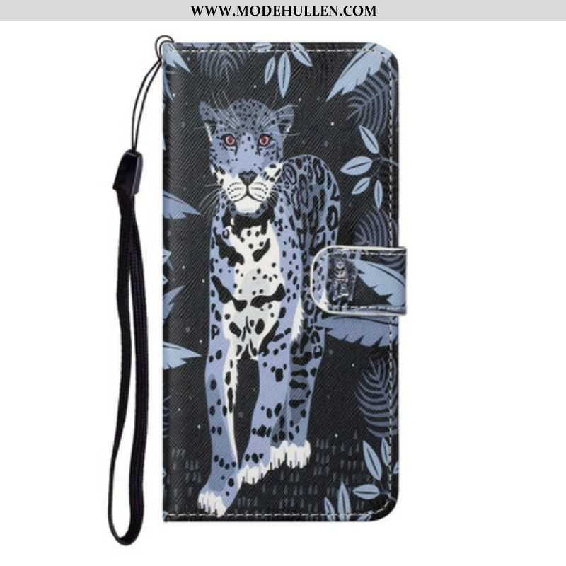 Flip Case Für OnePlus Nord CE 5G Mit Kordel Riemchen-leopard