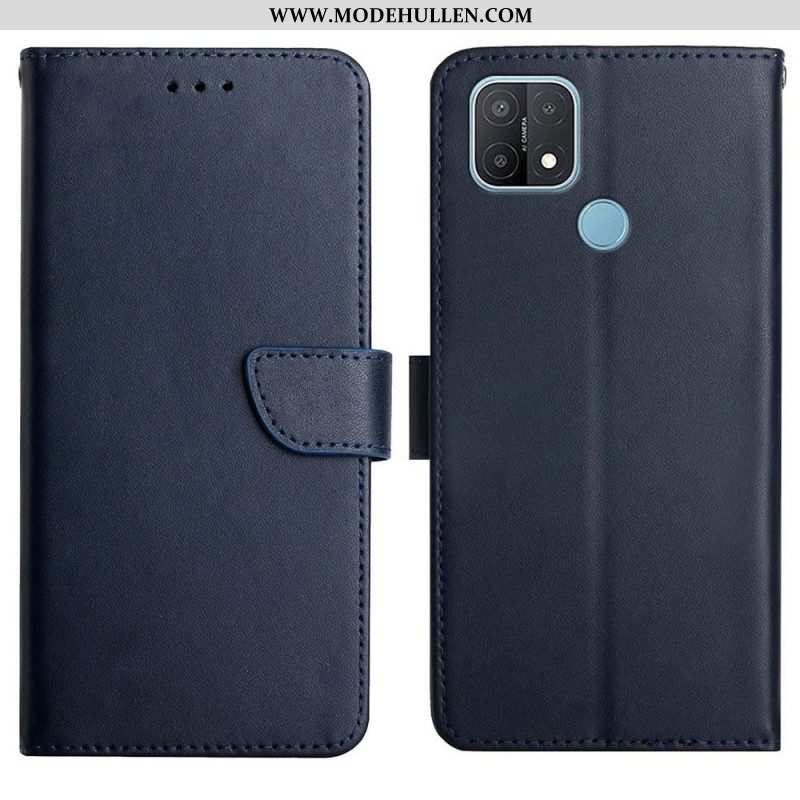 Flip Case Für Oppo A15 Echtes Nappaleder