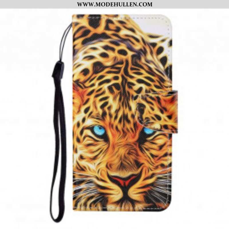 Flip Case Für Oppo A15 Tiger Mit Schlüsselband