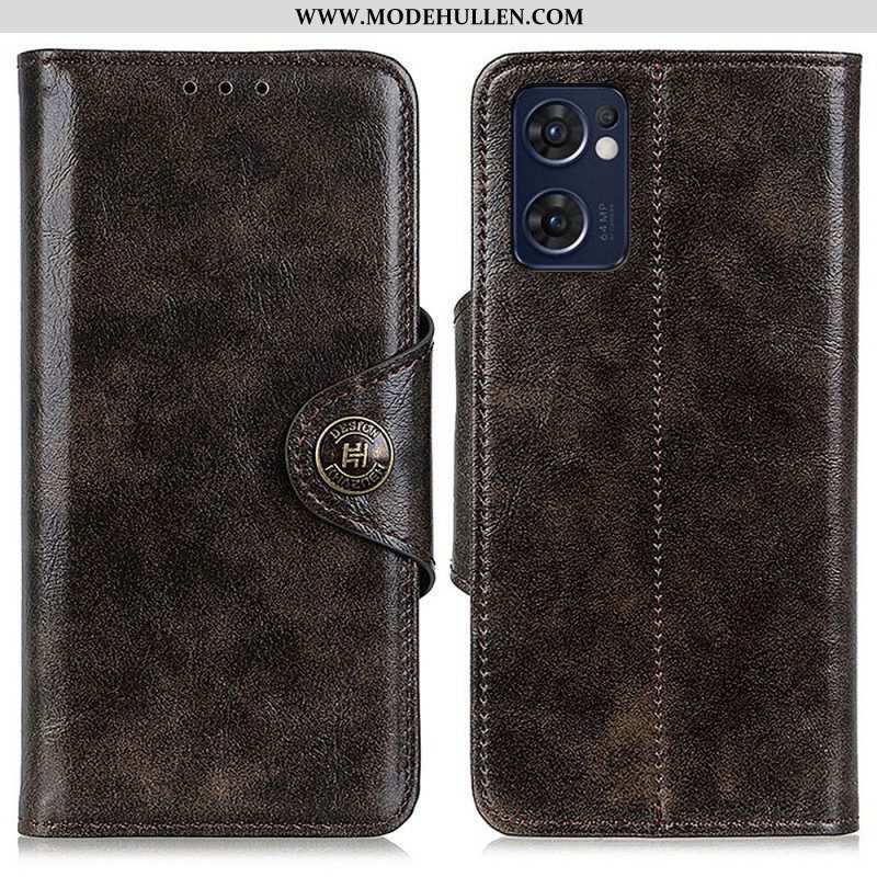 Flip Case Für Oppo Find X5 Lite Kunstleder-lackknopf Khazneh