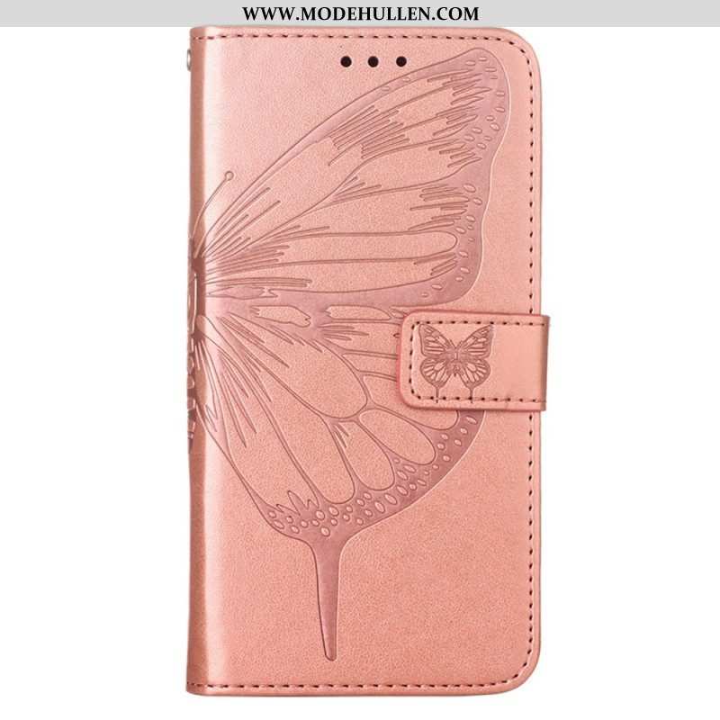 Flip Case Für Oppo Find X5 Schmetterlingsdesign Mit Umhängeband