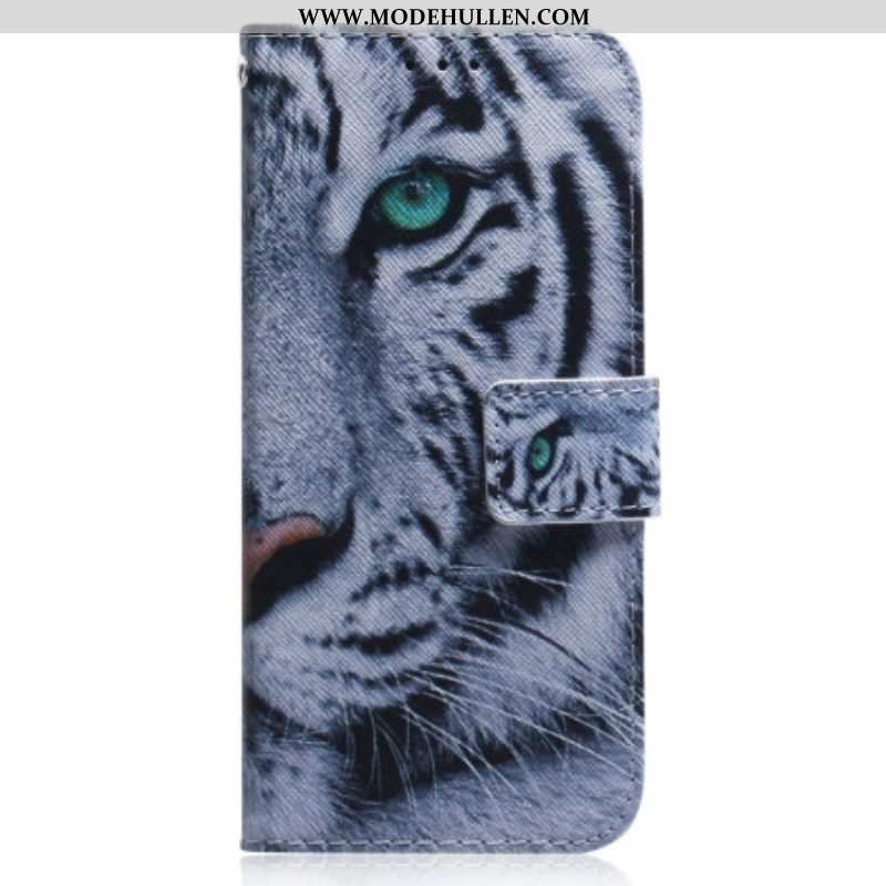 Flip Case Für Oppo Reno 8 Lite Weißer Tiger