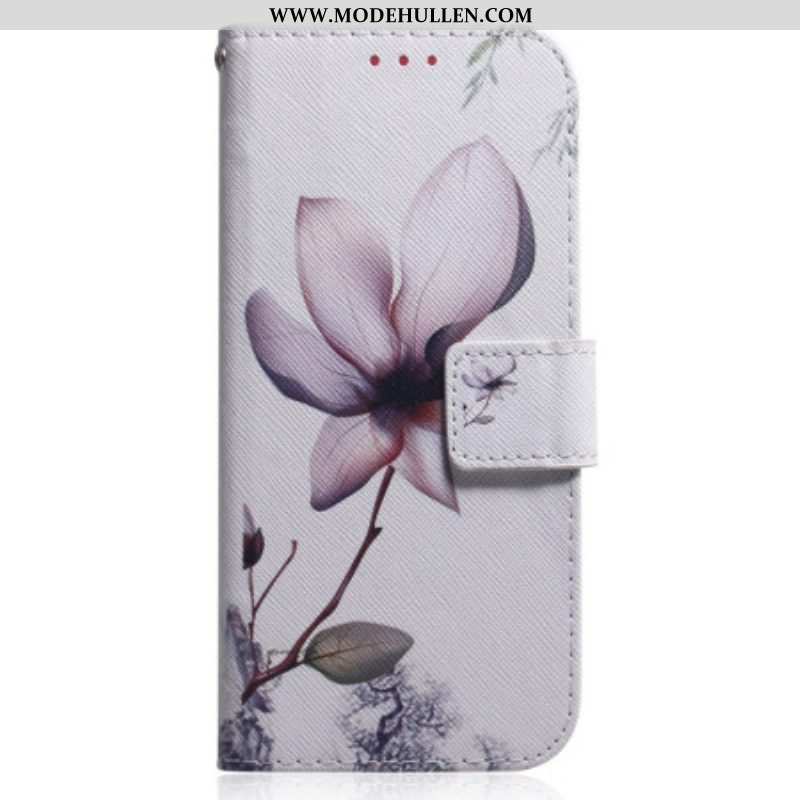 Flip Case Für Oppo Reno 8 Mit Kordel Vintage Riemchenblume