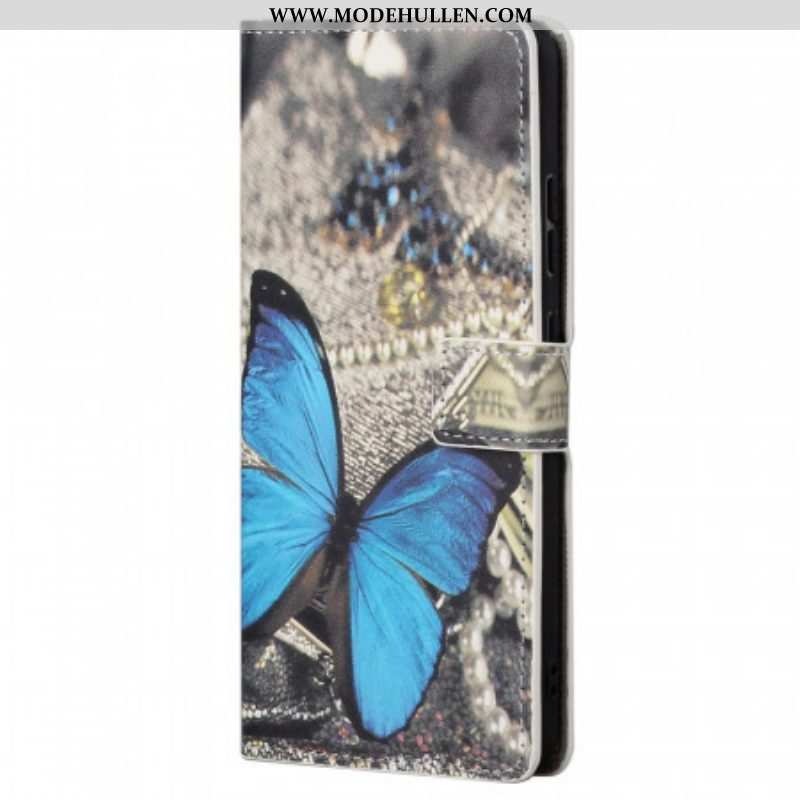 Flip Case Für Poco M4 Pro 5G Blauer Schmetterling