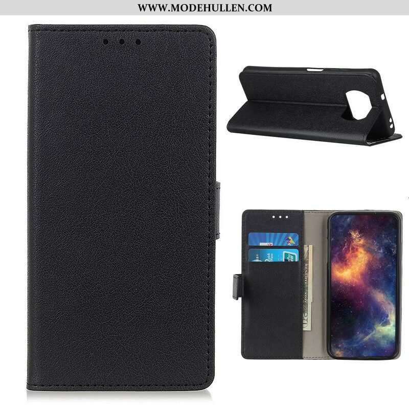 Flip Case Für Poco X3 / X3 Pro / X3 NFC Einfacher Glänzender Ledereffekt